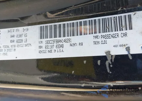 2010 Dodge Avenger R/T из США, поврежденный, VIN 1B3CC5FB8AN146291